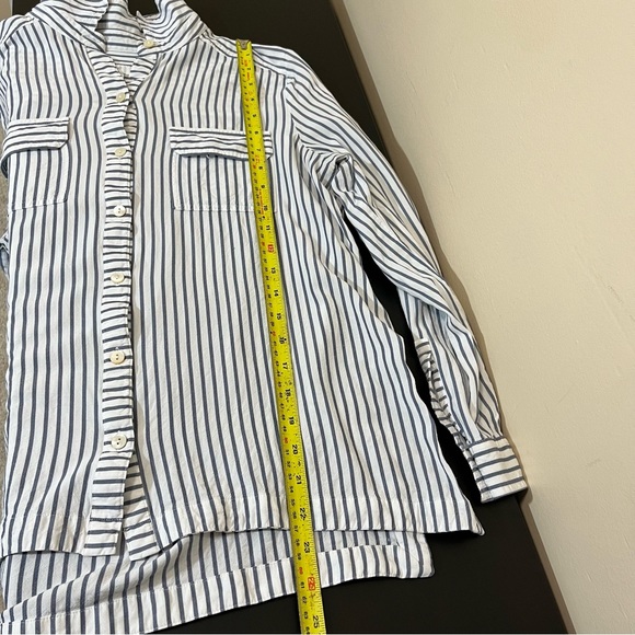 J. Jill Striped Button Up Shirt White and Blue - Picture 10 of 11